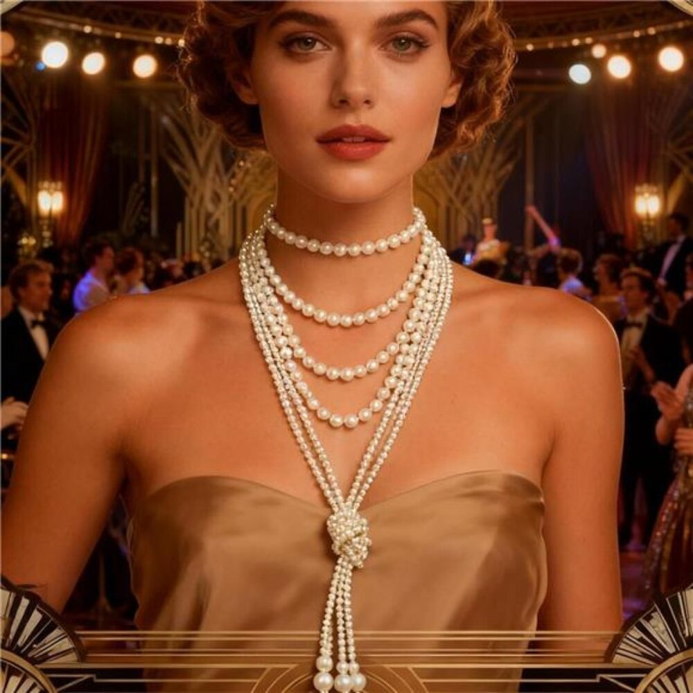 Layered Pearl Necklace | Long Faux Pearl Strand | Elegant Statement Jewelry
